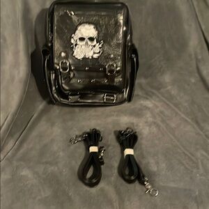 New Black Skull Bag with Straps